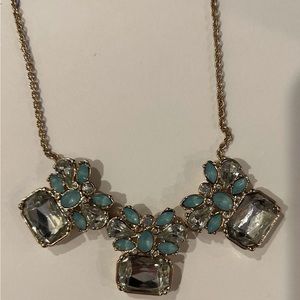 Banana Republic turquoise stone and faux diamond necklace. 3 3/4” square…
